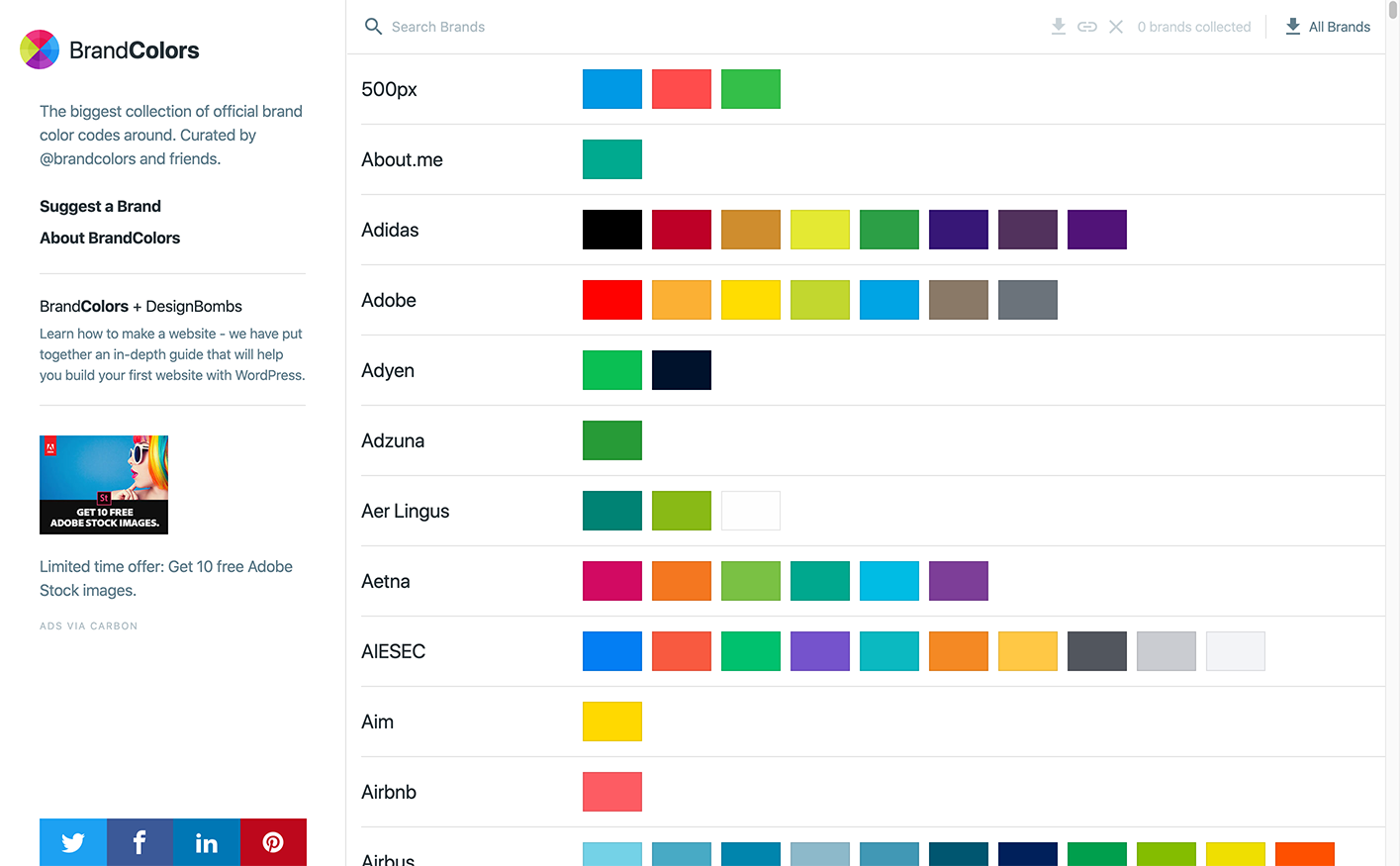 Color palette distribution site 