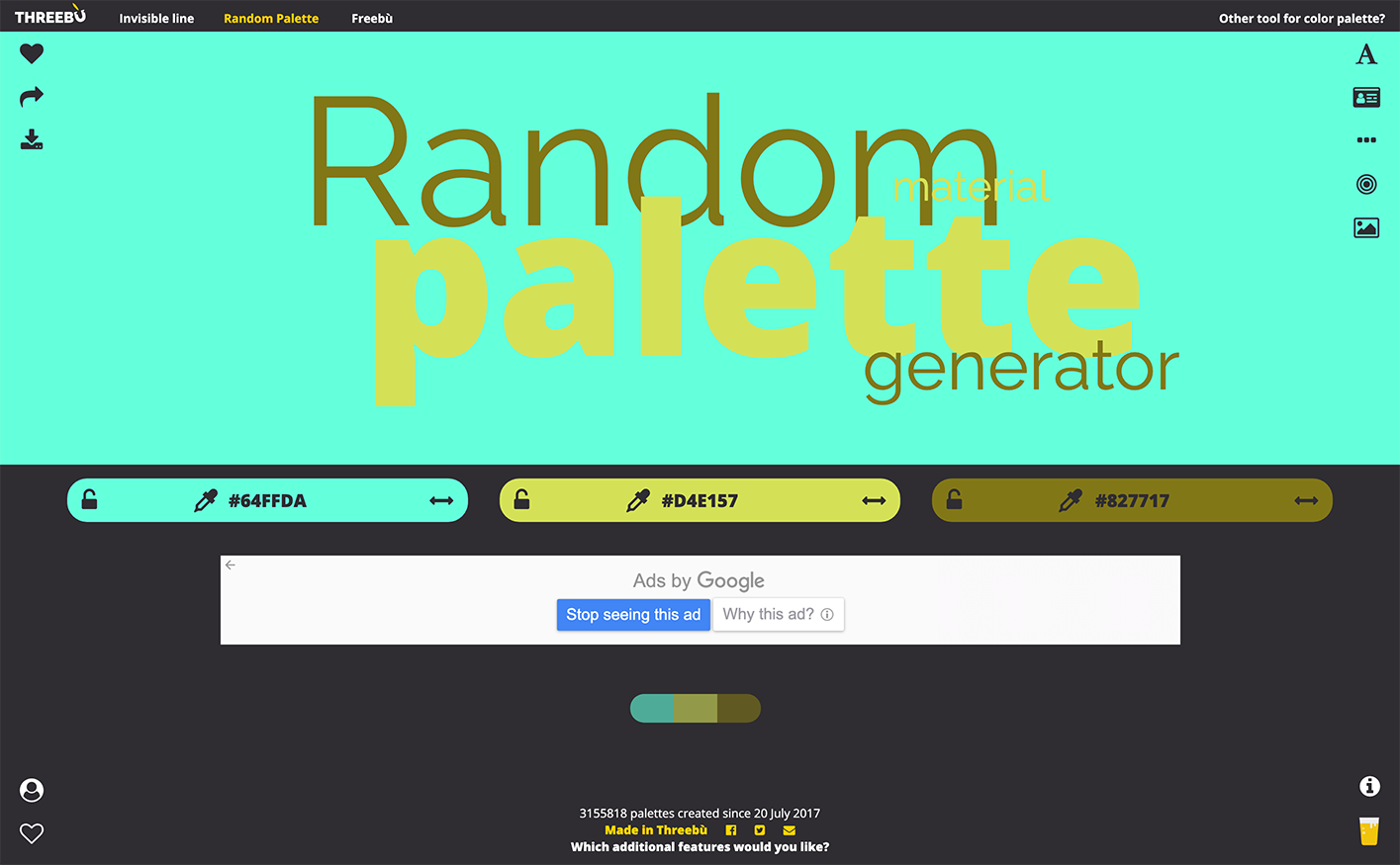 カラーパレット配布サイト「Random Material Palette Generator」